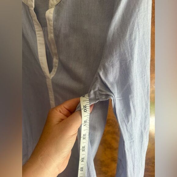 BCBGMaxAzria Blue and White Casual Button Down Shirt - Picture 7 of 11